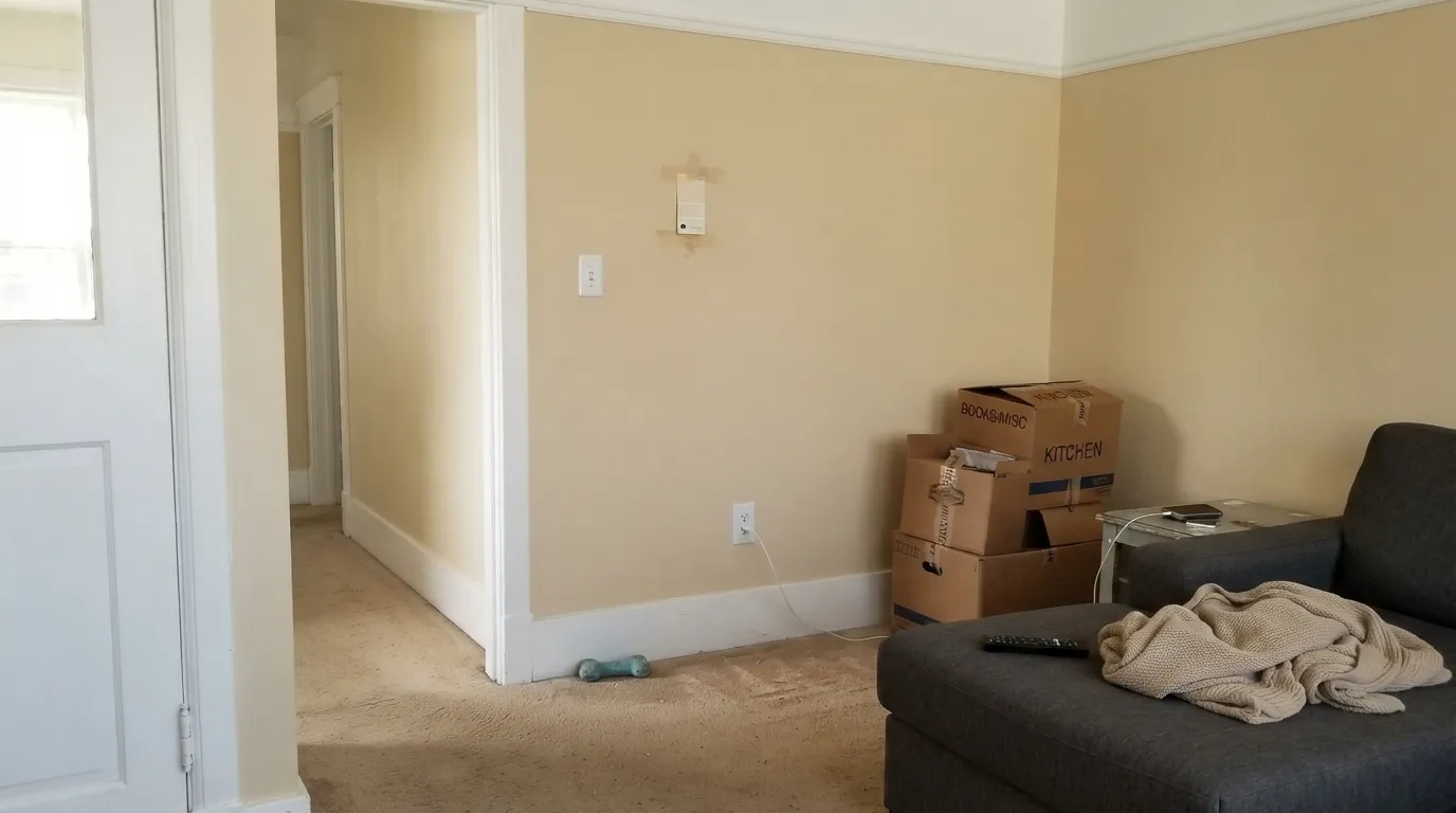 The honest shot: Bone next to Whisper looks dingy beige — the exact pairing Dunn-Edwards lists as coordinating trim, and the one that makes ivory look dirty.