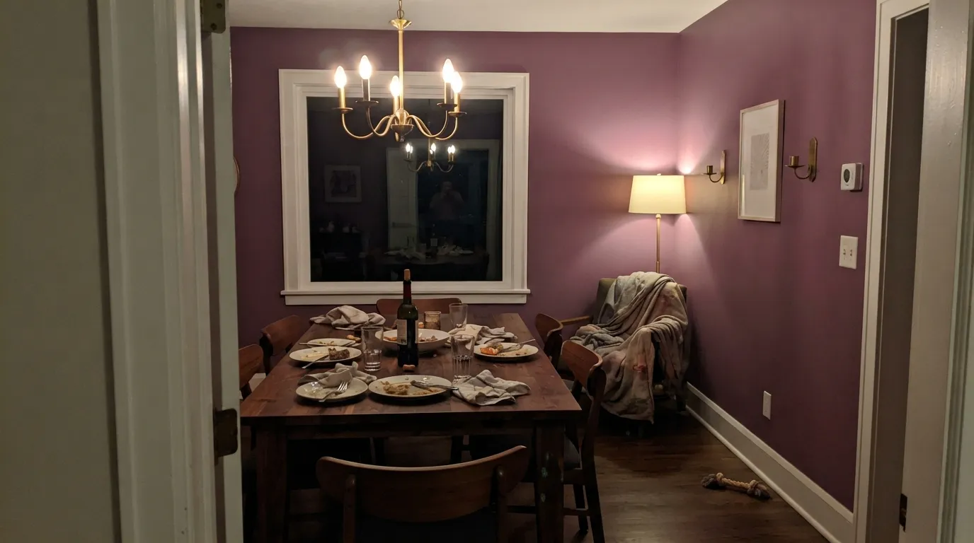 Cabaret in the light it was mixed for — a dining room after dark, magenta waking under warm lamps, White Dove keeping the edges from going nightclub-black.