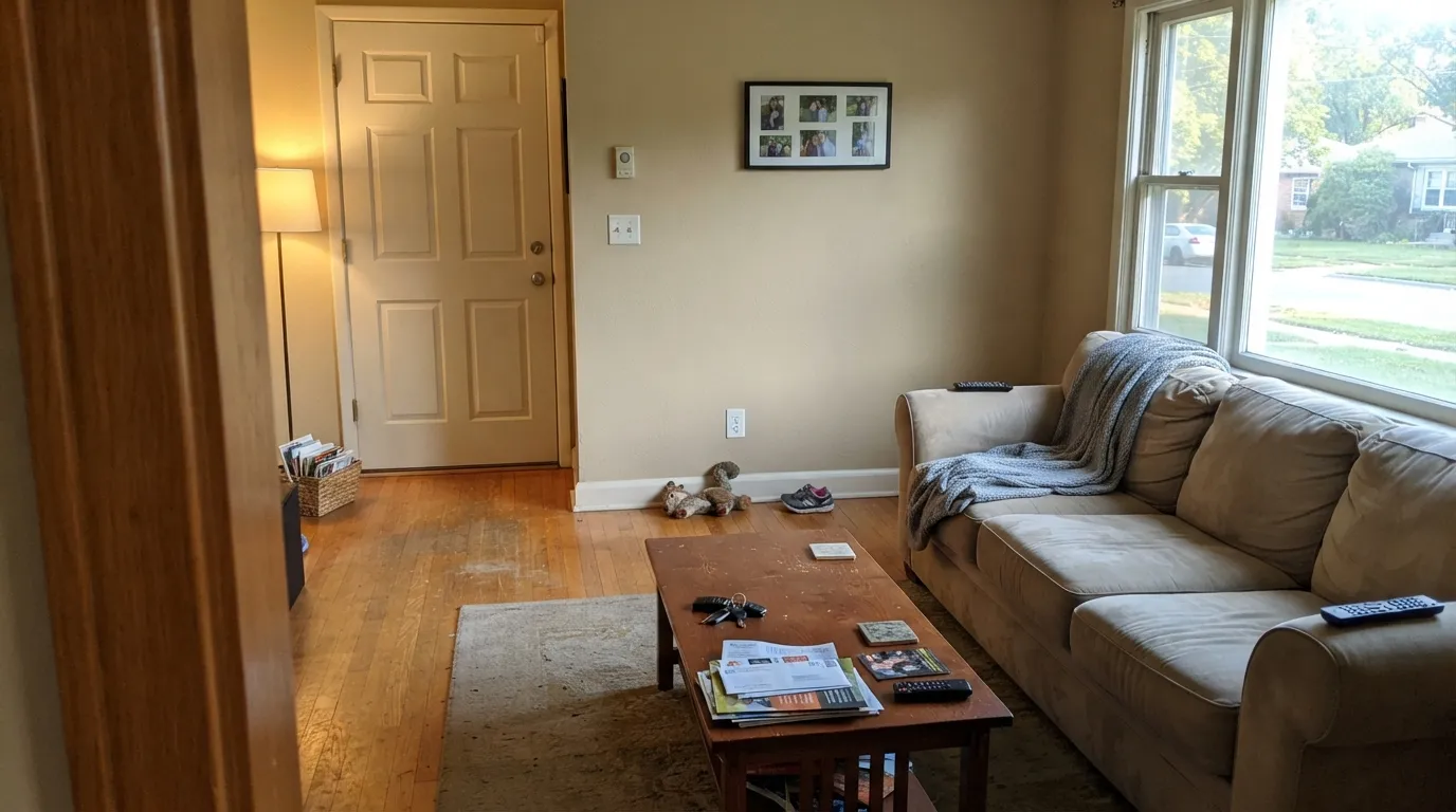 Dunn-Edwards Stucco Tan in a real room