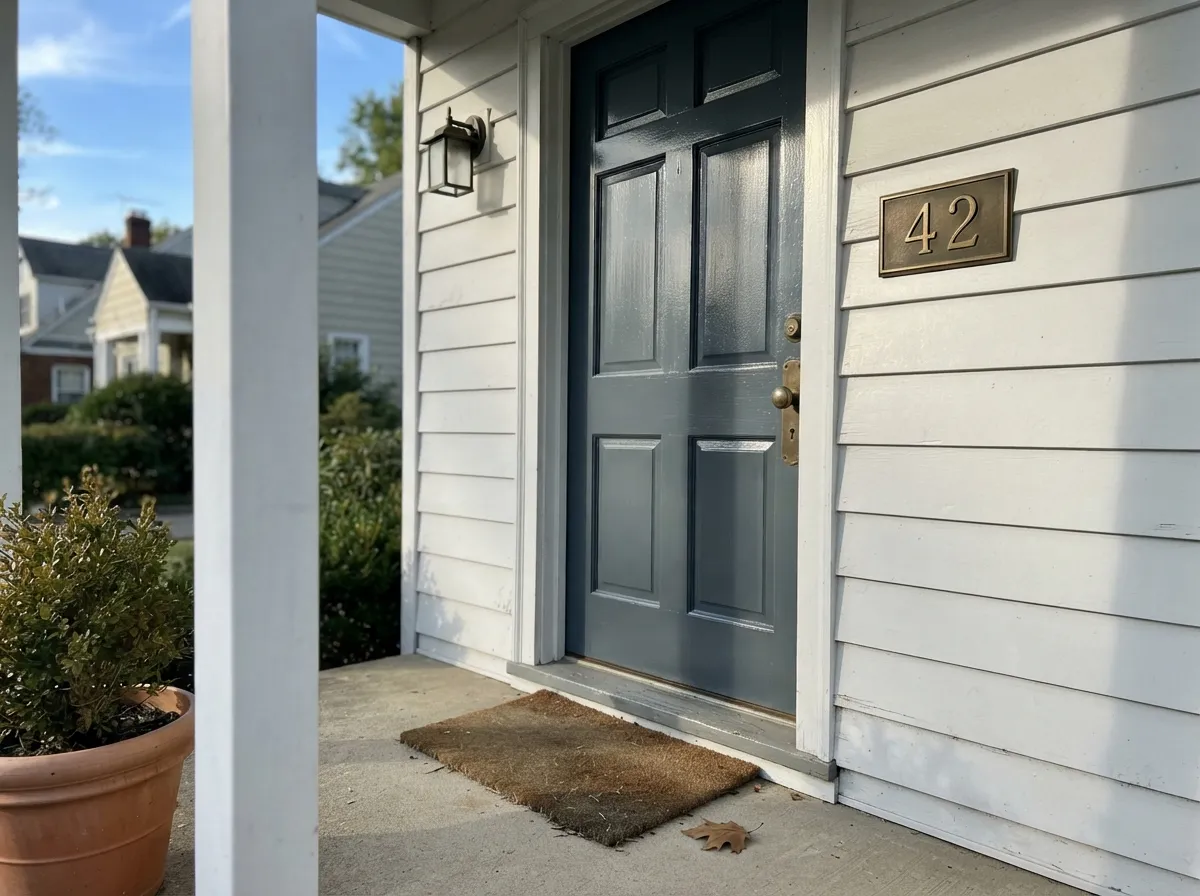In full gloss on a front door, Down Pipe reads dramatic without going flat black — its best-known job.