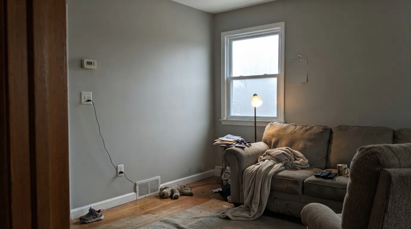 The honest shot: people who bought this as a Repose Gray stand-in get a committed mid-tone — LRV 44, not a light gray, and heavier than the chip once it is on four walls.