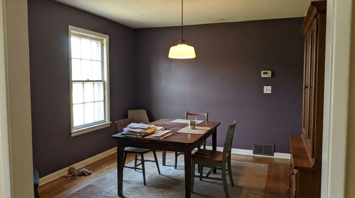 Pelt in the light it needs — direct afternoon daylight is what turns it from dark wall to unmistakable aubergine.