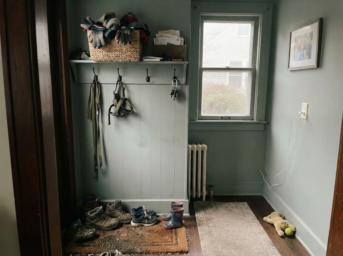 Its native habitat: a boot room where a slightly darker, forgiving color hides scuffs a stark white couldn't.
