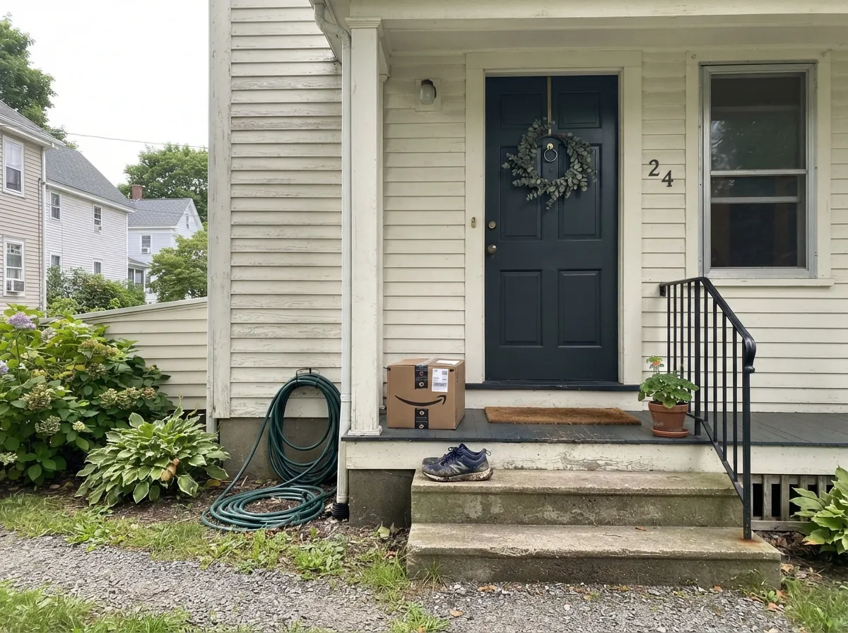 Full gloss on a front door is the job the color was named for — in daylight the blue is clearly there, and the shine reads as painted wood rather than sprayed black.