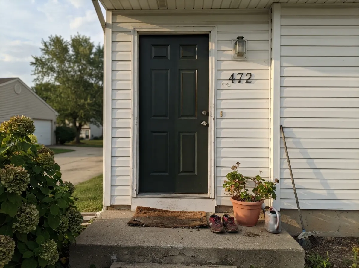 Outdoors, full sun brings the green forward more than most people expect from a near-black door.