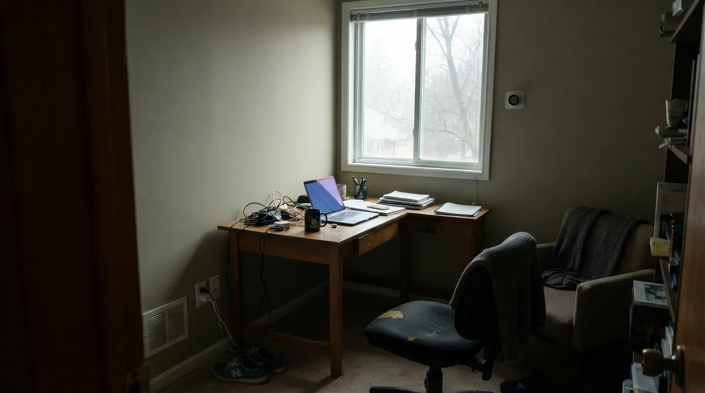 The honest shot: cool north light with no warm lamps drains the yellow out and leaves a muddy gray-green — the exact complaint pattern this color will generate in the wrong room.