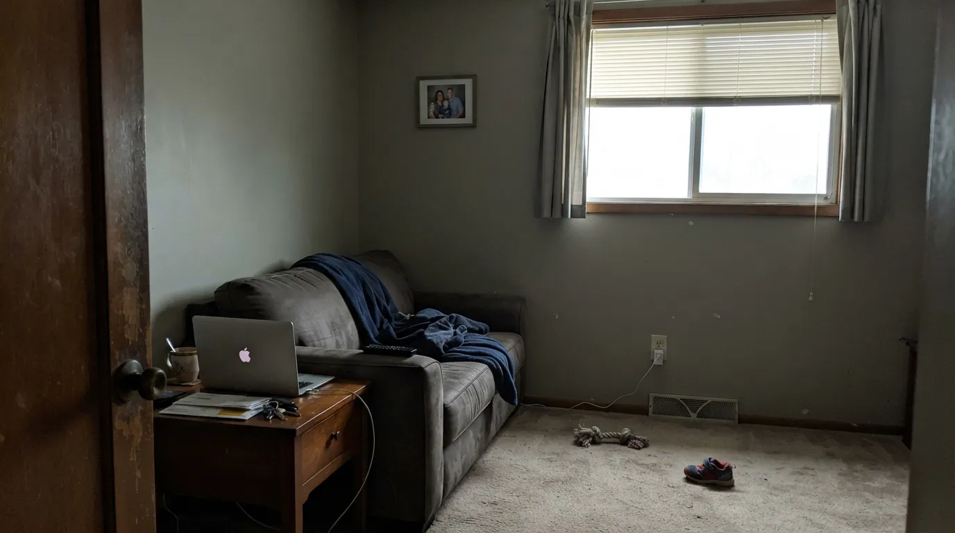 The honest shot: a dim north room with no warm light drains the taupe out and leaves a flat, institutional gray — the complaint behind every disappointed review of this color family.