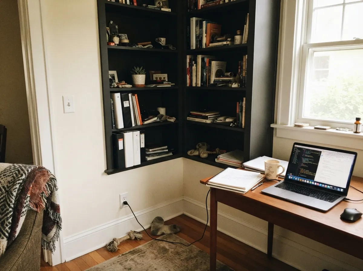 Built-ins near a window are where Black Magic earns its keep indoors — broken up by objects and fed real light instead of covering four flat walls.