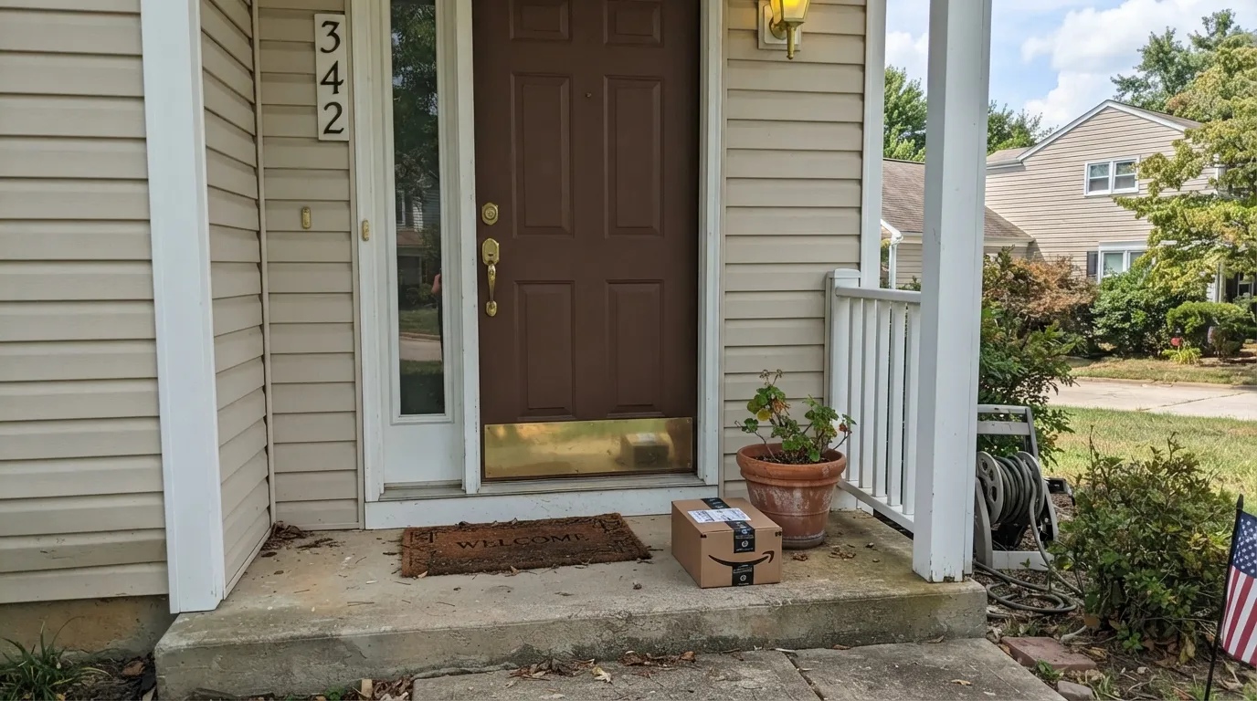 Cocoa on a front door in real midday sun — the red-brown warmth comes through clearly instead of reading as flat black.