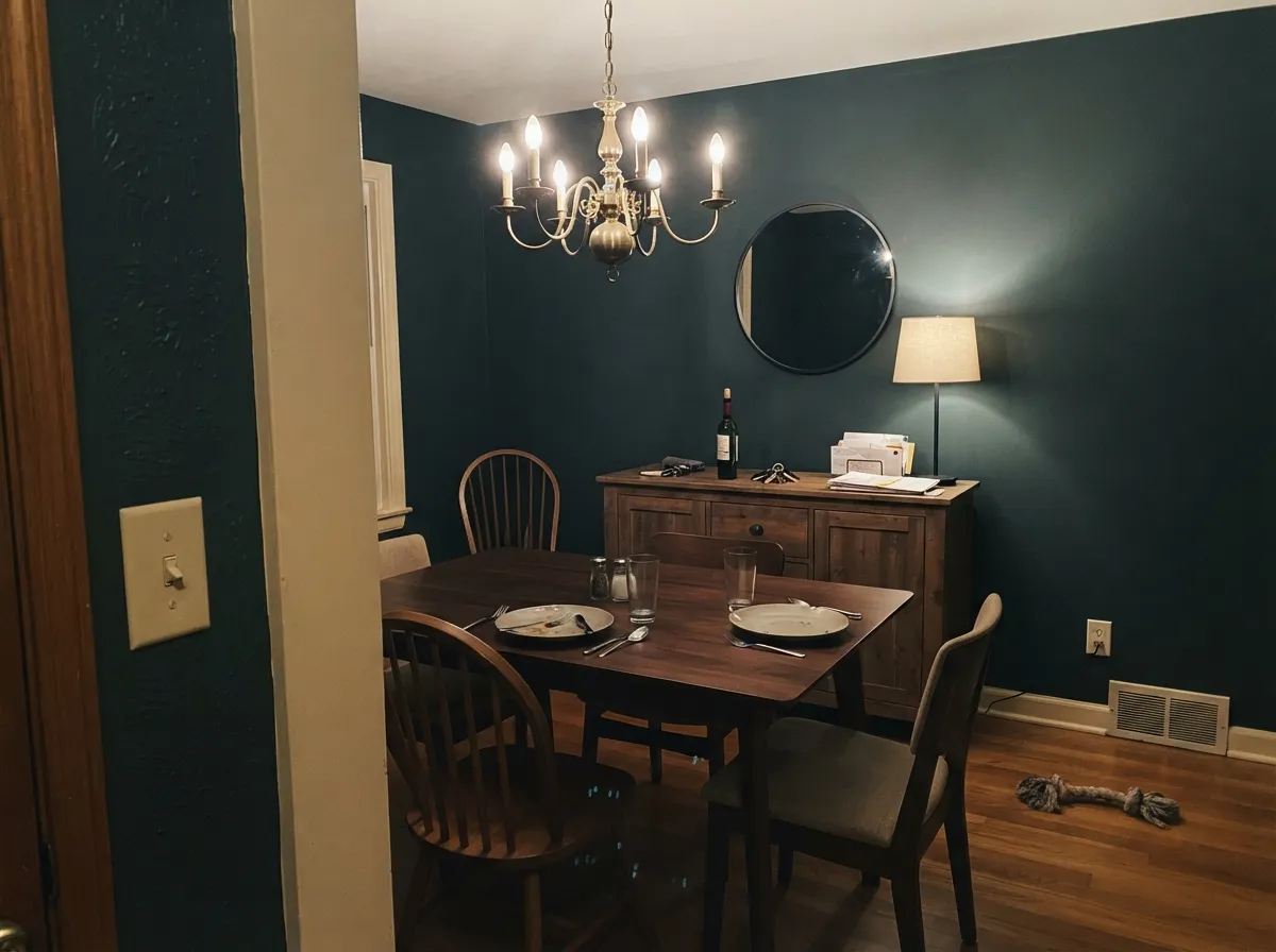 Night is when Forest earns a dining room — chandelier light keeps it green enough to feel like a reservation, not a basement.