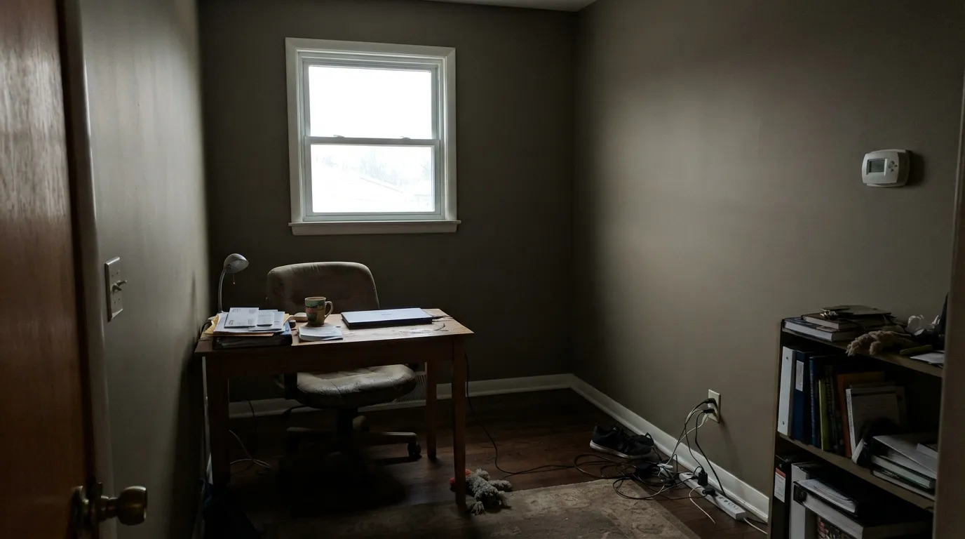 The honest shot: without real daylight or fixtures, the layered brown-green undertone collapses into a flat, muddy dark.