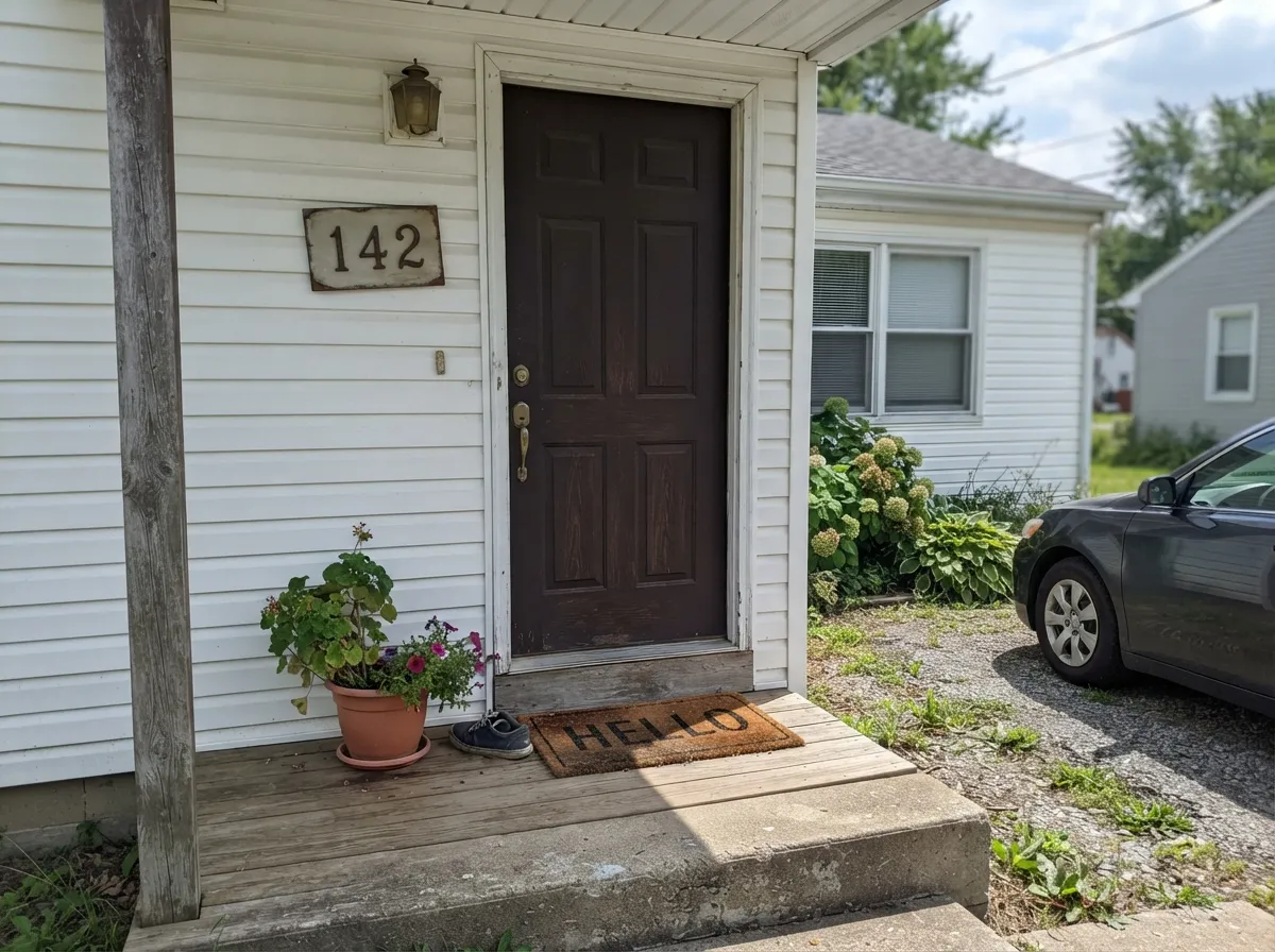 The classic move: Black Bean front door against white siding, dramatic without betting the whole house on it.