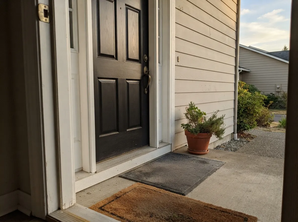 Direct sun is the only light that shows the inky lean — on a door in the afternoon, that is exactly where you want it.
