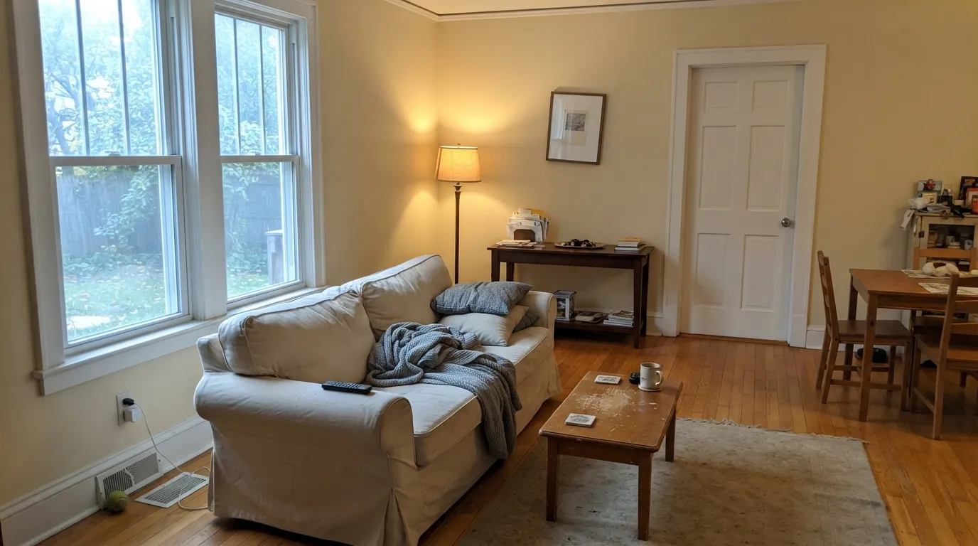 North light is where Creamy is at its best — the cool daylight cancels most of the yellow and leaves a soft cream against Pure White trim.