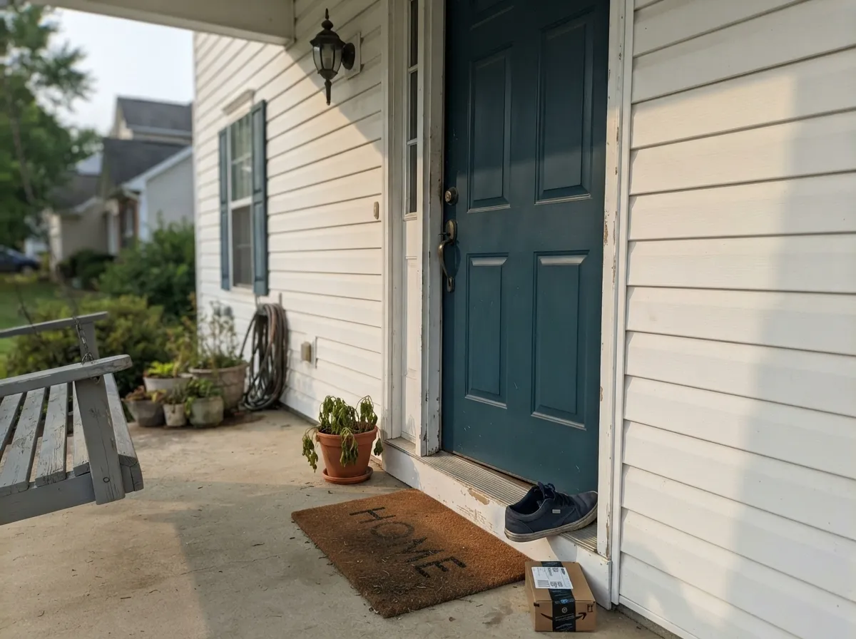 Against warm white siding the green keeps this from reading like every other navy door on the block.