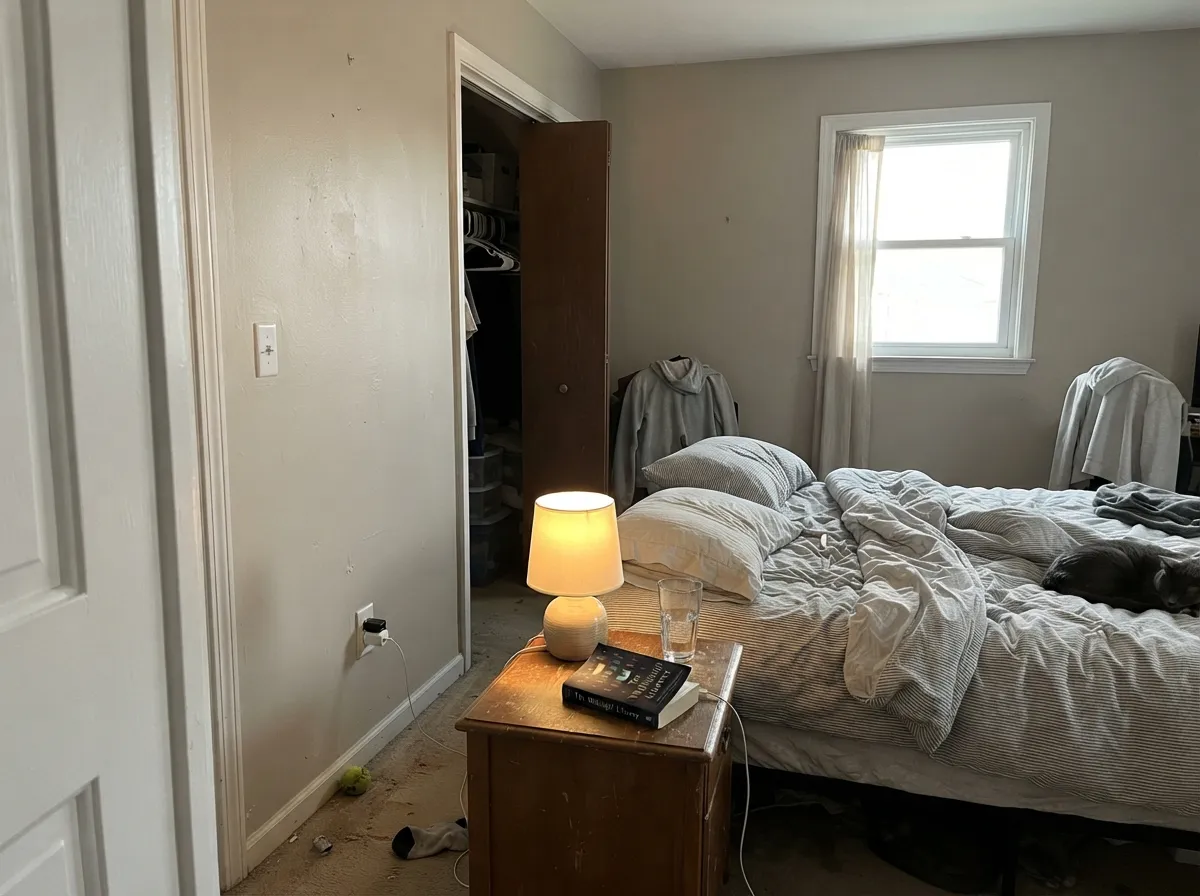 With a lamp on, the cream comes back and the room stays warm instead of grey.
