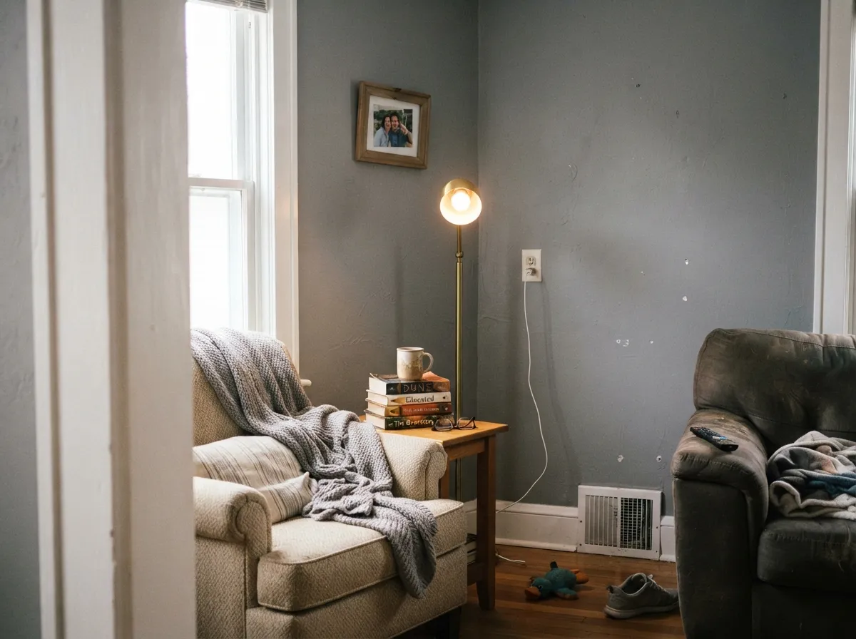 Extra White semi-gloss trim and door casing against gray walls.