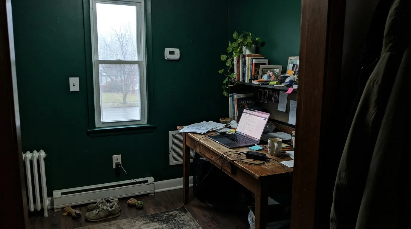 The honest shot: in a dim room with no lamps, the saturation just goes dark — this is the near-black surprise behind most of the disappointed reviews.