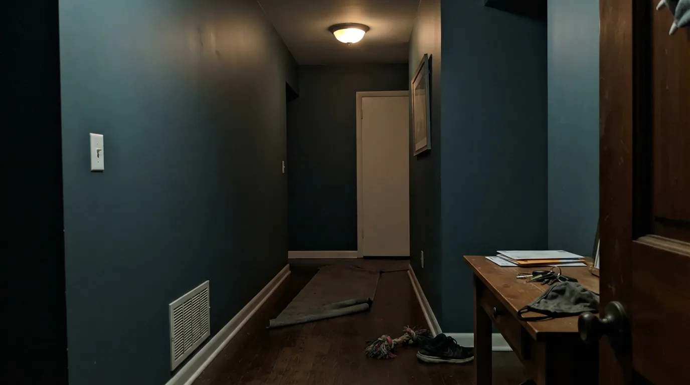 The honest shot: with no real light source the blue-green disappears entirely and the wall just reads as flat near-black — the exact letdown behind most of its quiet complaints.