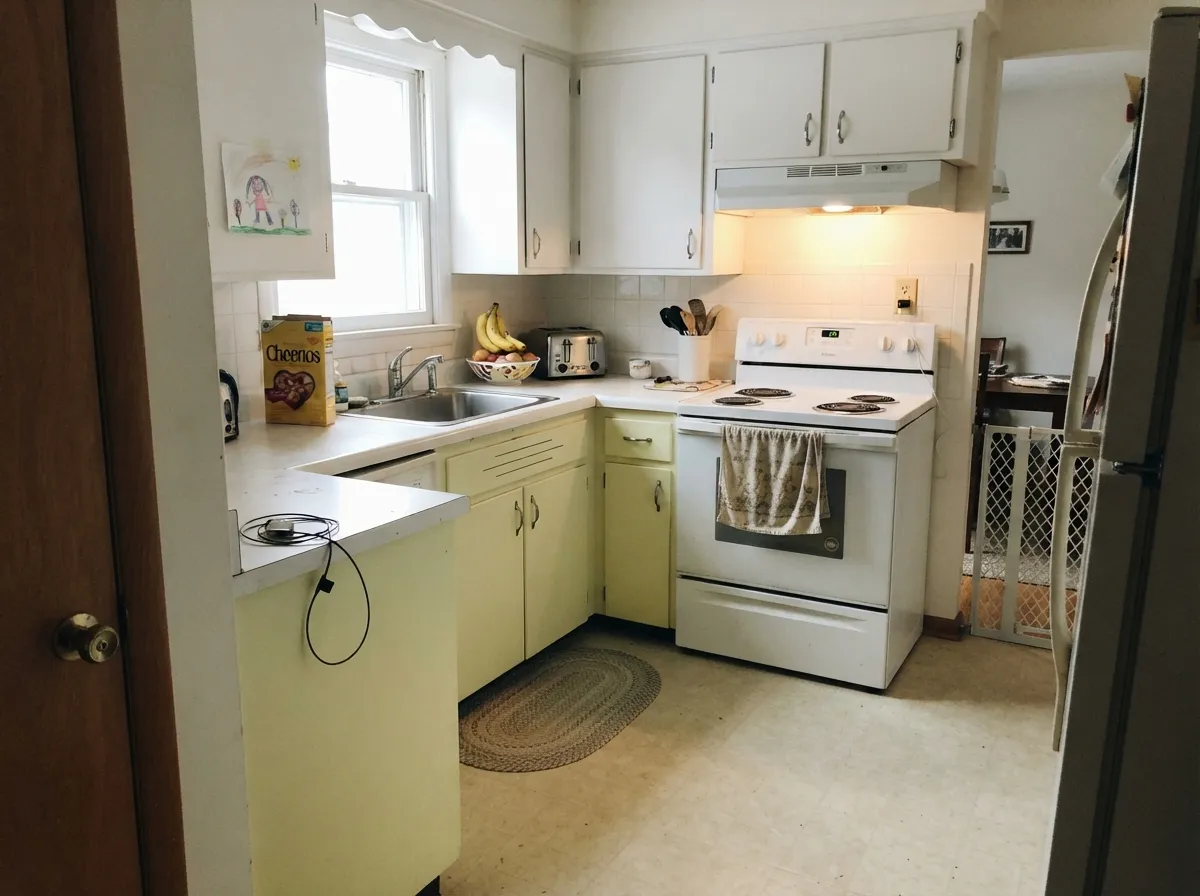 The retro move that works: yellow lowers under white uppers, so the color reads deliberate instead of taking over the whole room.