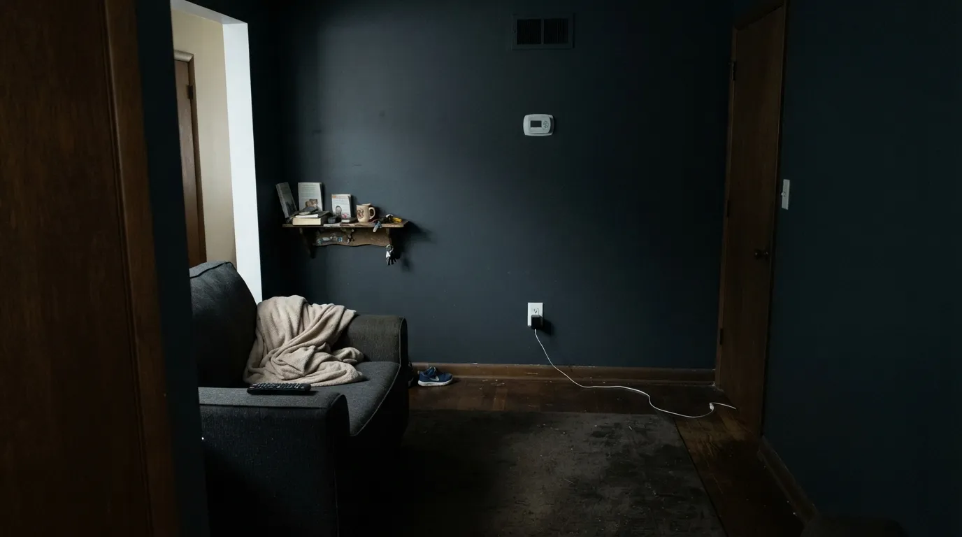 The honest shot: with no light bouncing off it, Inkwell stops looking like a color and starts looking like a hole in the wall — the exact situation behind every "looks like nothing" complaint.