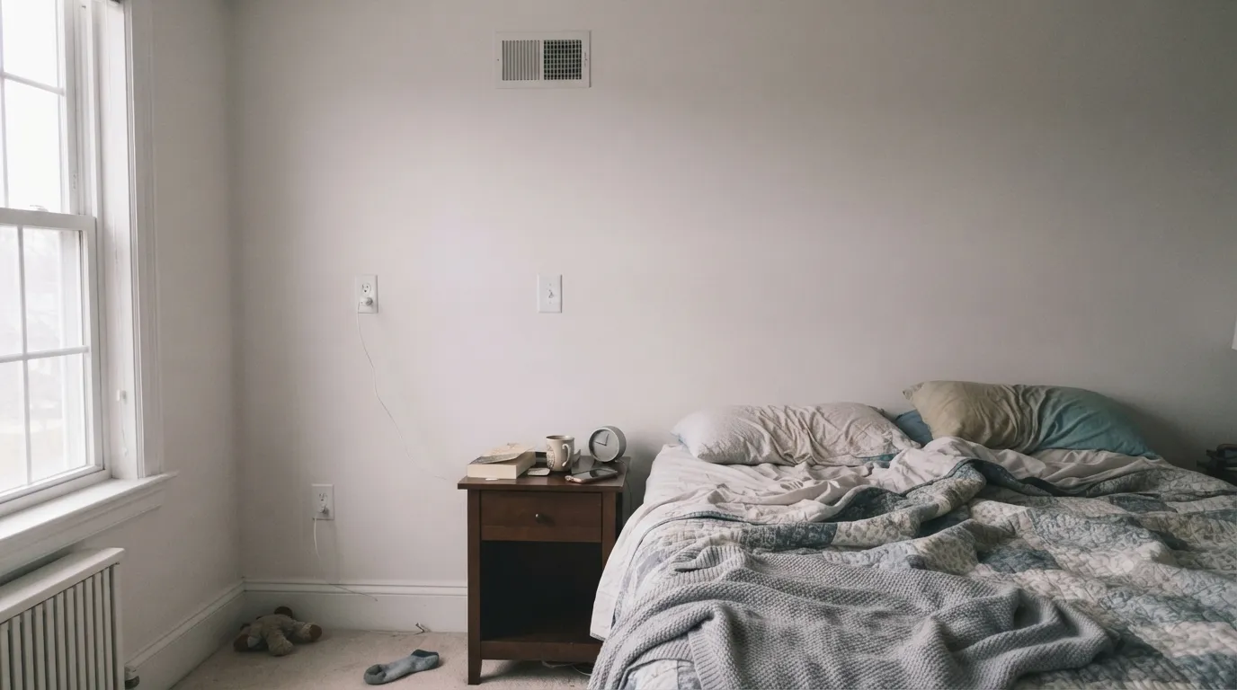 The honest shot: flat north light on an overcast day. The cream drains out and a faint pink-grey cast surfaces instead — the surprise reported by more than one owner expecting straight ivory.