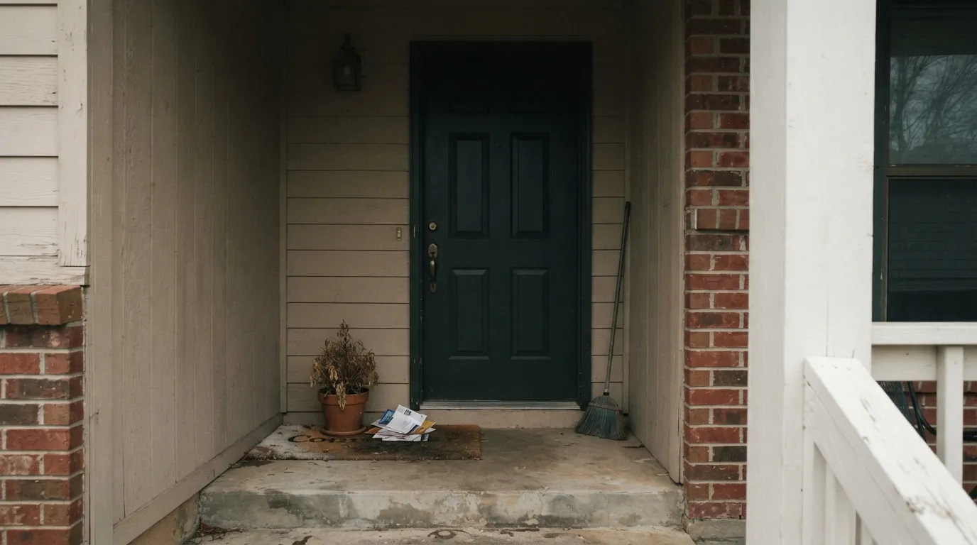The honest shot: a door that never gets direct sun stays flat black year-round — no green to see, ever. This is the shade problem behind most letdown reviews.