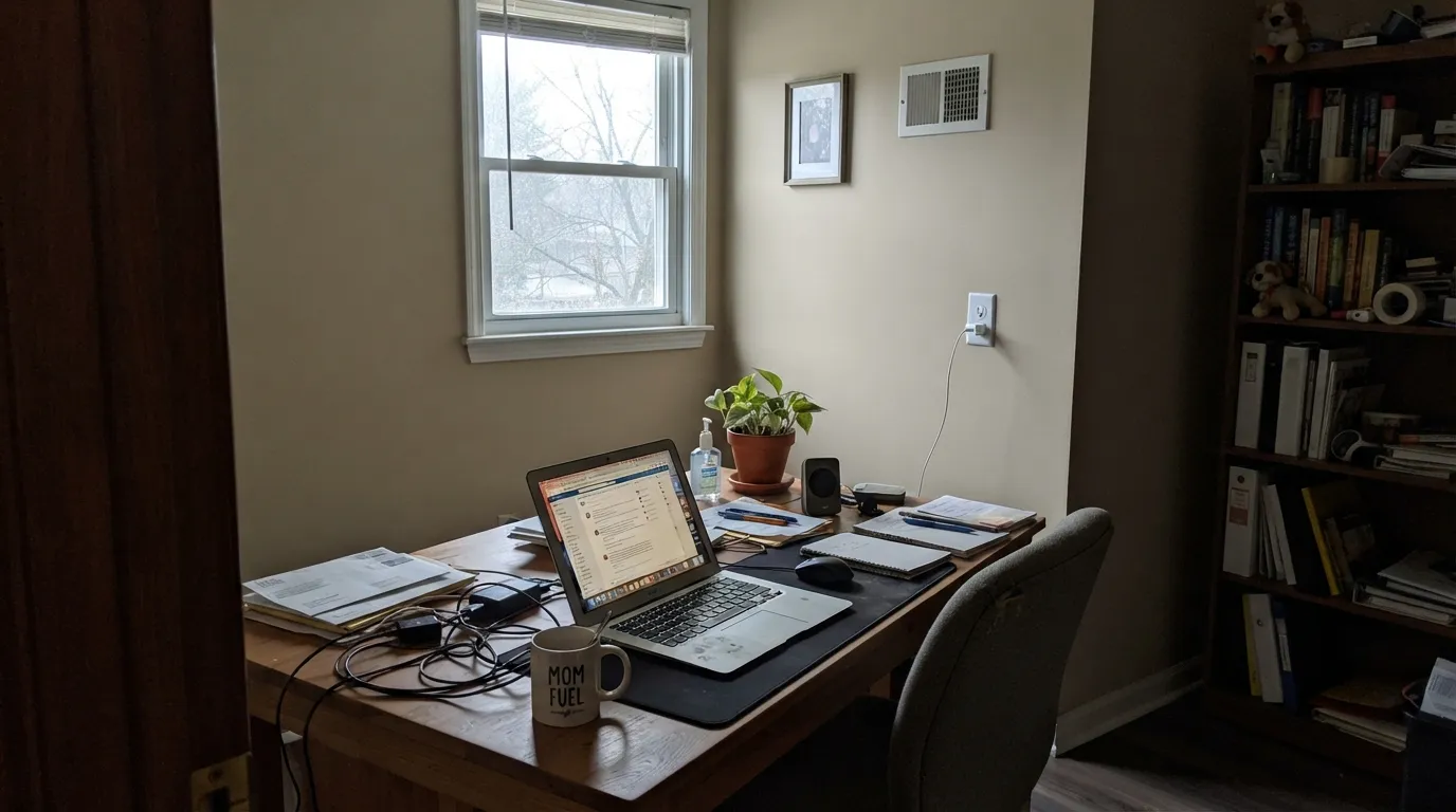The honest shot: in cool north light with no lamps, the warmth drains out and a faint gray-lavender cast comes forward — the light every bad review of this color has in common.