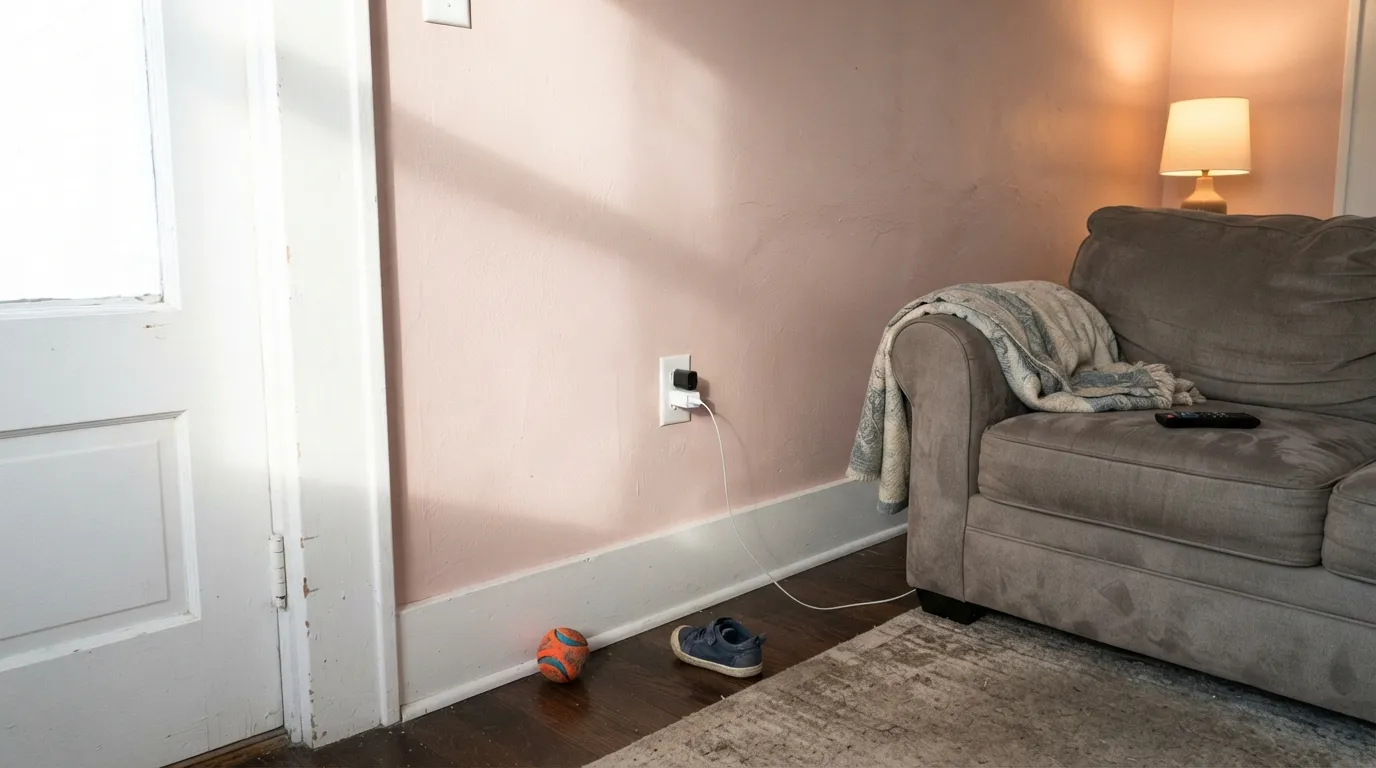 The honest shot: strong afternoon sun plus stark white trim, and the color that was sold as "a warm neutral" is unmistakably pink — the exact surprise behind most of its bad reviews.