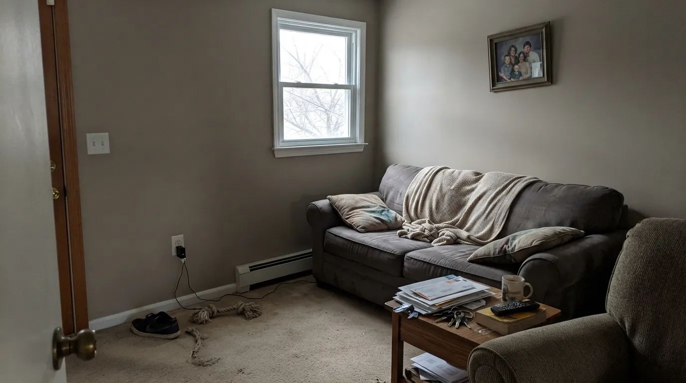 The honest shot: in a dim, cool, north-facing room with no warm light, Mushroom loses its taupe warmth and goes flat and muddy — the exact situation the light-dependence complaints describe.