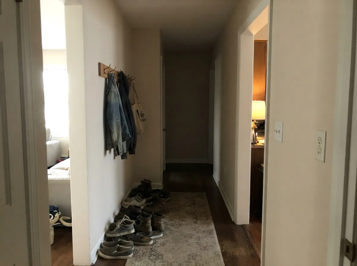 Natural Choice on hallway walls throughout a windowless interior corridor.