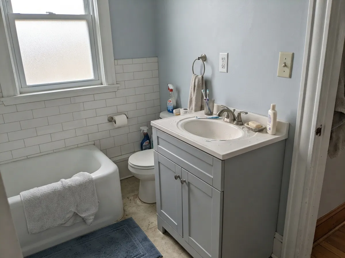 In a bathroom with real daylight it reads genuinely spa-calm against white tile and nickel fixtures.