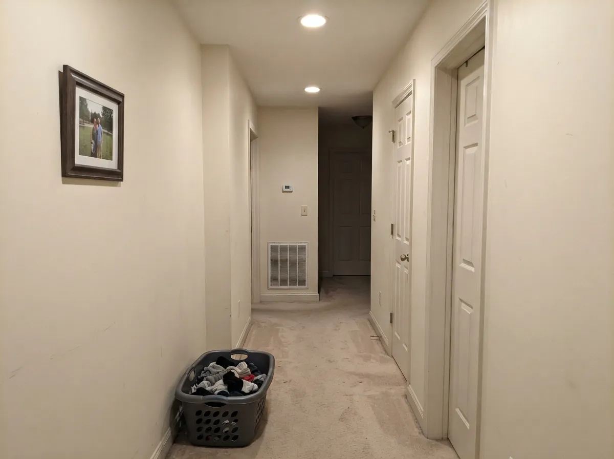 The test that matters: a hallway with no windows, where cooler whites go gray and this one still reads light.