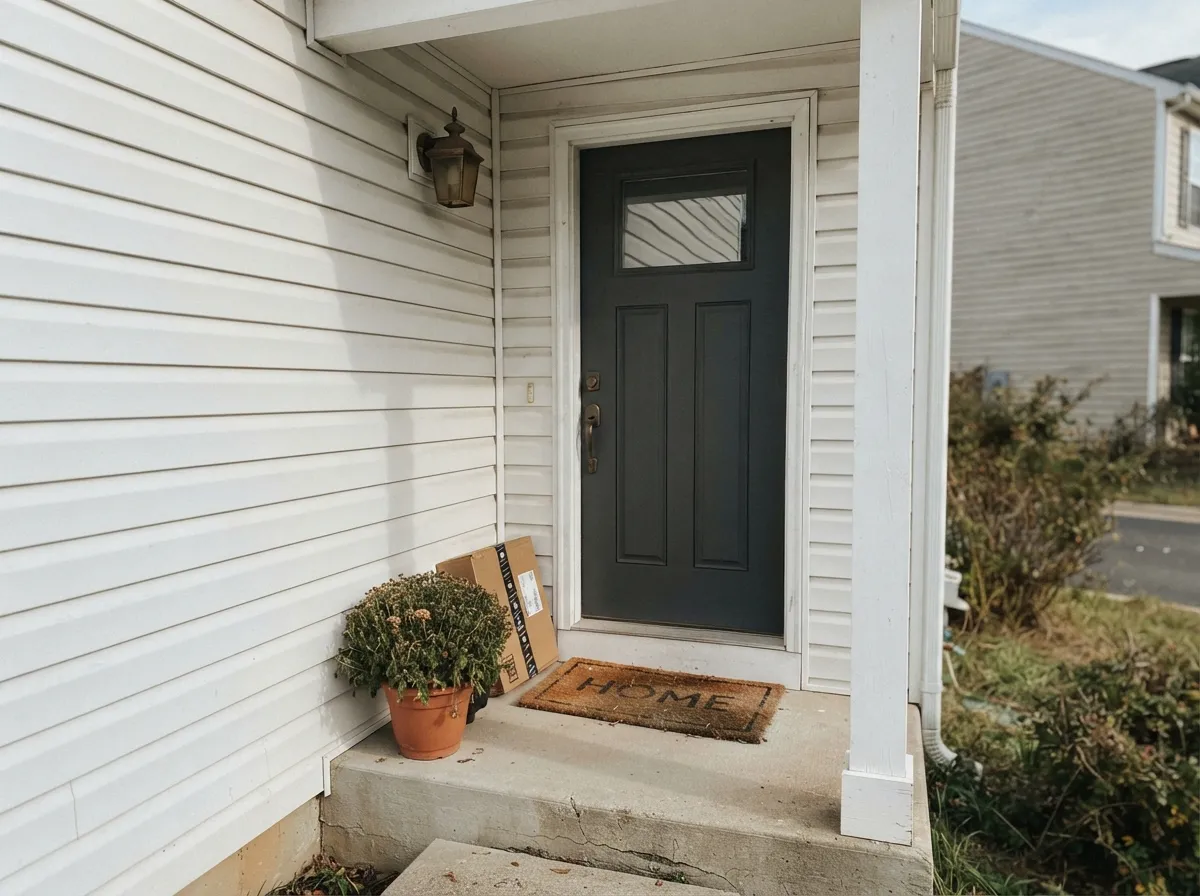 In direct sun the warm base shows and Peppercorn reads as a soft charcoal door, not a black one.