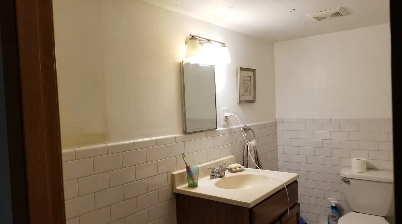The honest shot: Pure White next to a brighter, cooler white — the neighbor makes it look dirty, the #1 real complaint.