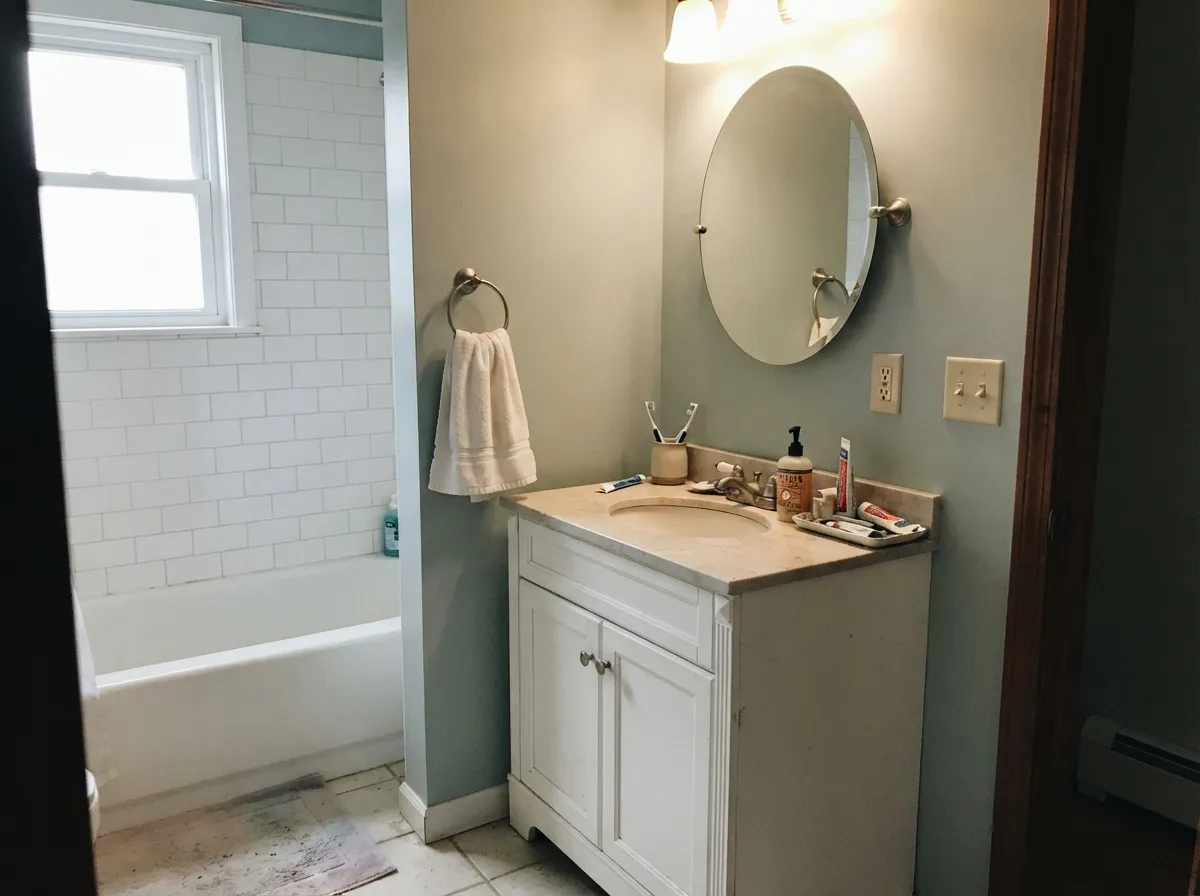 With a real window and white trim, this is the spa bathroom people buy Rainwashed for.
