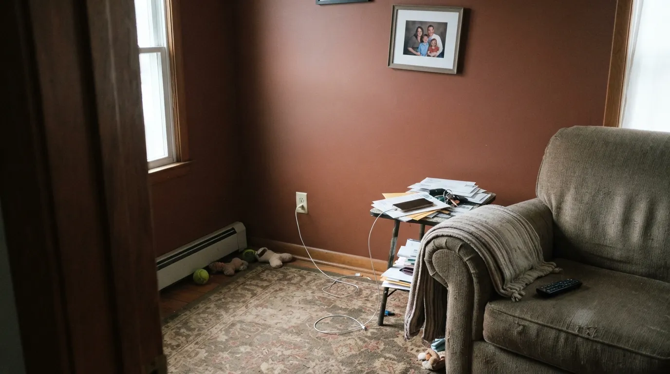 The honest shot: cool north light with no lamps drains the clay-red warmth and leaves a flat, muddy brown — the exact letdown behind most of its bad reviews.