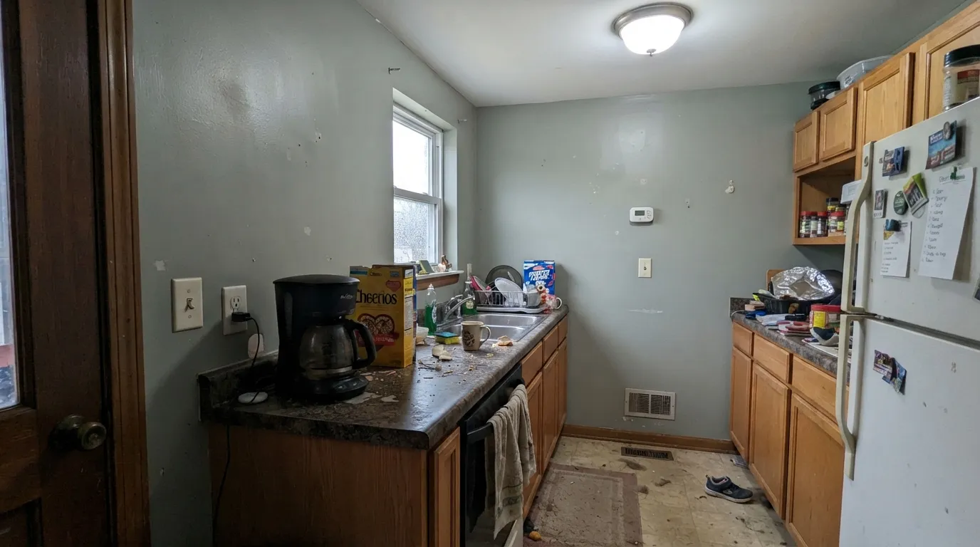 The honest shot: north light plus a cool white bulb, and the green disappears into plain gray — the exact complaint people post.