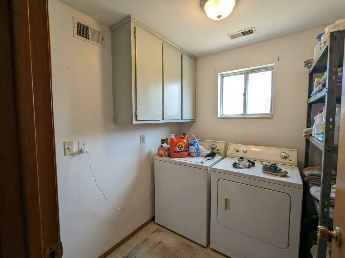 On laundry and vanity cabinets it adds color without commitment — the low-risk way to use it.