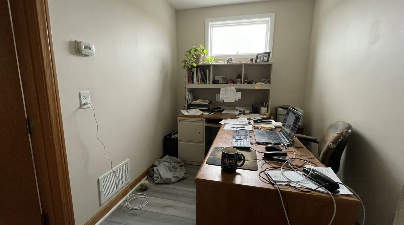 The honest shot: dim north light plus cool gray floors drains the cream out and Shoji White settles into flat taupe — exactly the situation behind most of the bad reviews.