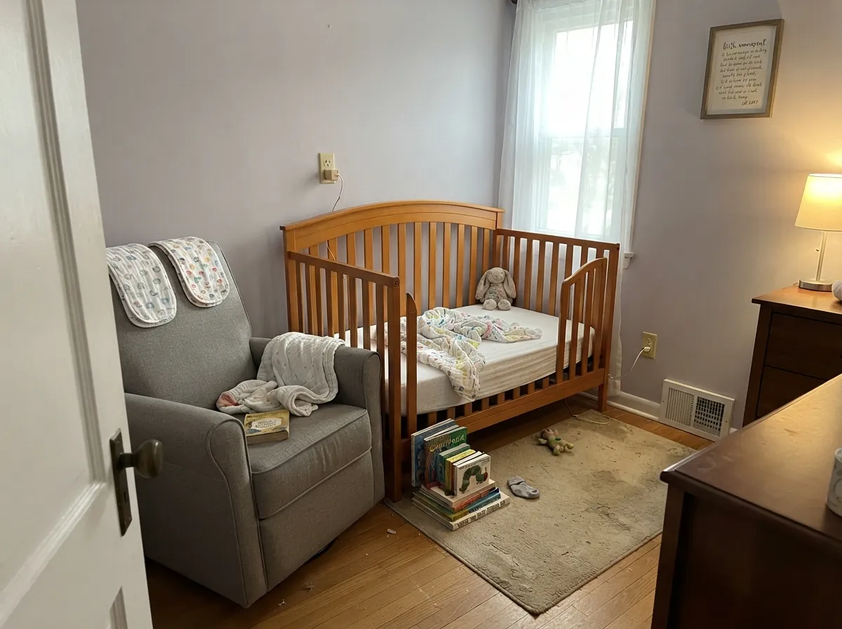 In a nursery with warm wood and soft afternoon light, the whisper of lilac stays gentle, not sweet.