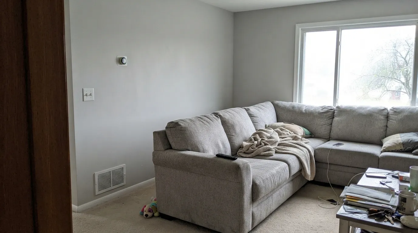 The honest shot: in strong flat daylight the lilac all but disappears — the exact "I thought I was buying purple and got gray" story from reviews.