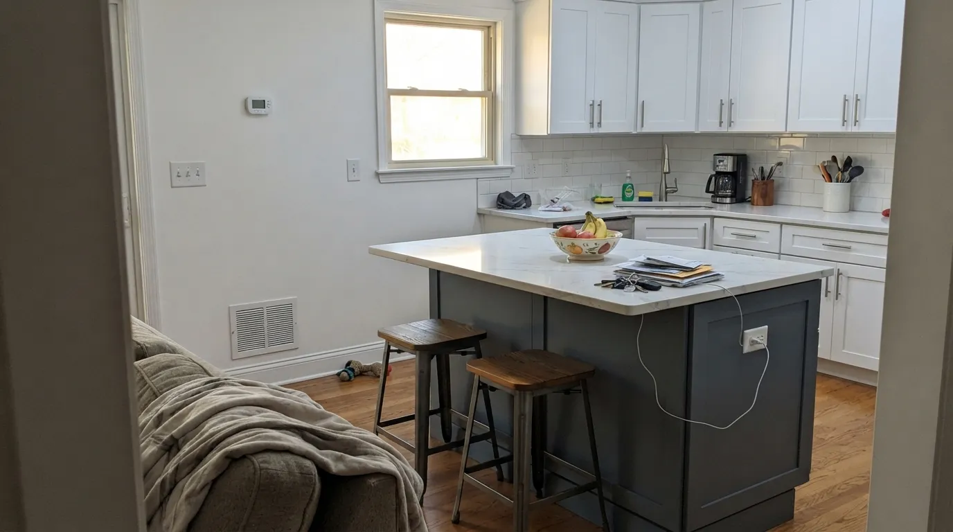 Sherwin-Williams Smoky Blue in a real room