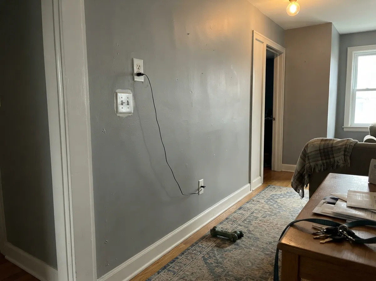 Snowbound semi-gloss trim and doors in a hallway.