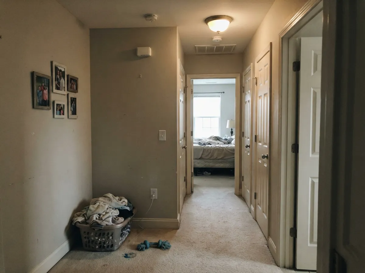 The classic spec: Snowbound trim under Repose Gray walls, where the shared gray base keeps the contrast soft instead of striped.