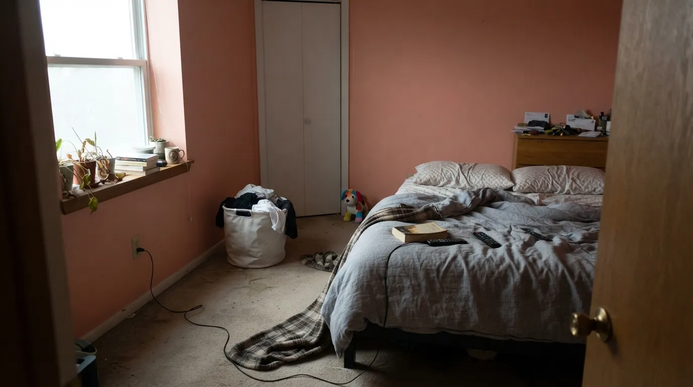 The honest shot: cool north light with no lamps drains the orange out and leaves a tired, dusty salmon — the exact complaint behind most one-star reviews of colors in this family.