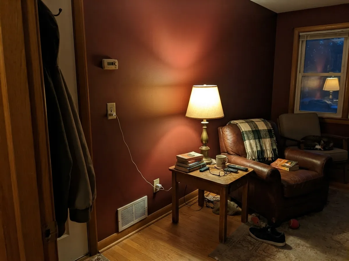 Its second-best job: a lamplit den at night, where the color turns velvety instead of just dark.