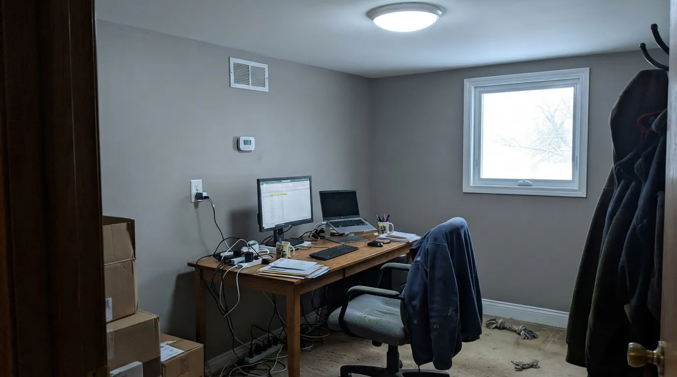 The honest shot: cool north light and cold LED overhead strip the warmth out and leave a flat, murky gray — plan for warm bulbs before you plan for this color.