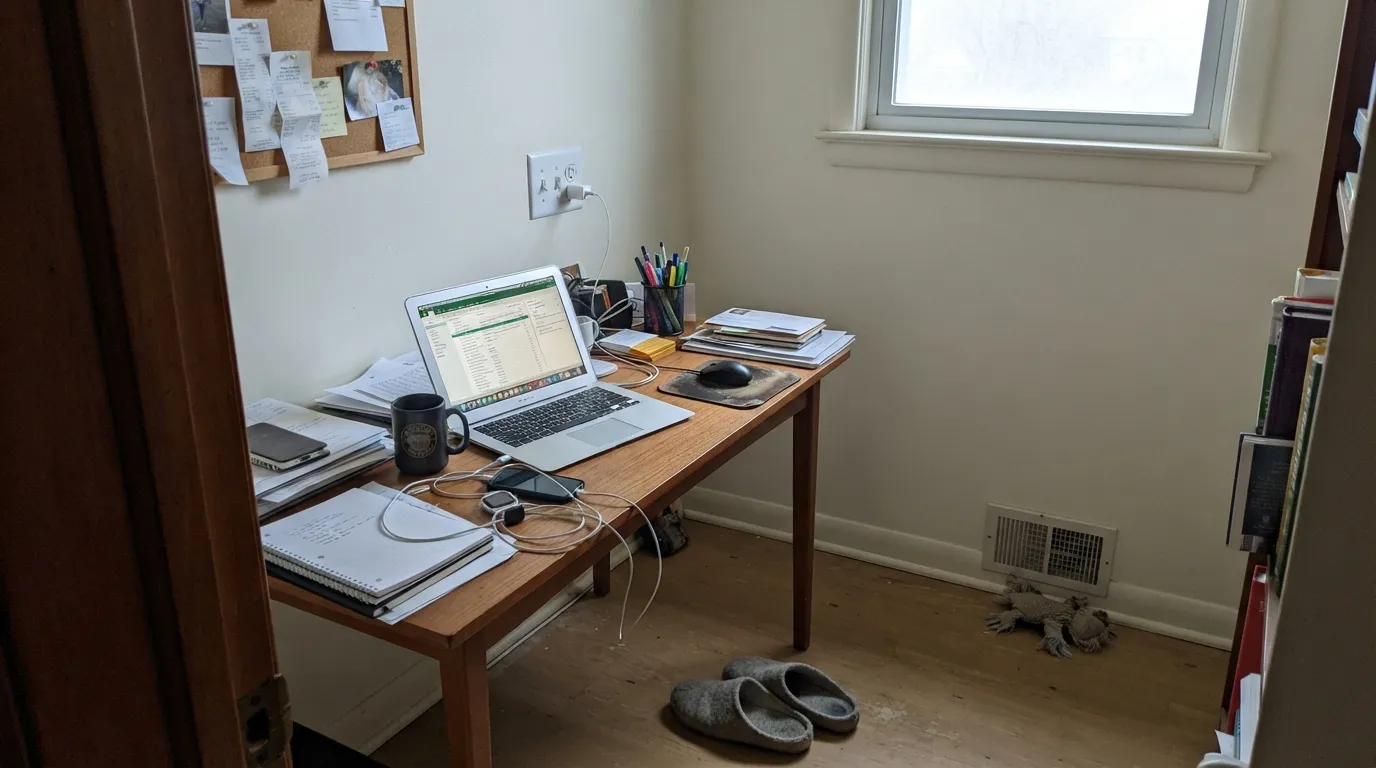The honest shot: in flat north light with no warm lamp, the cream goes dull and slightly grey — the light this color needs help from, not the light it was made for.