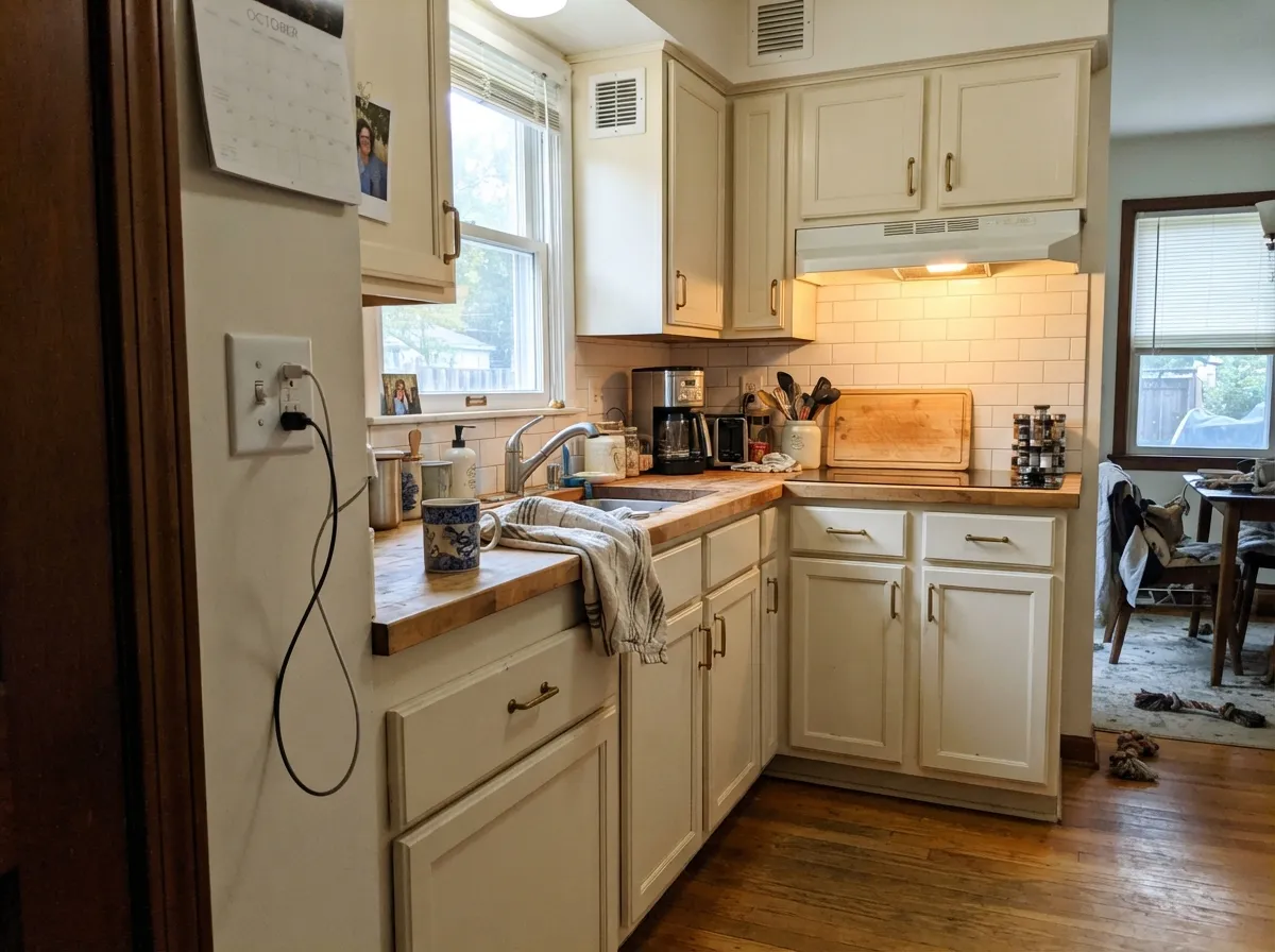 On cabinets it stays warm and soft against brass and wood, never reading clinical the way a starker white would.